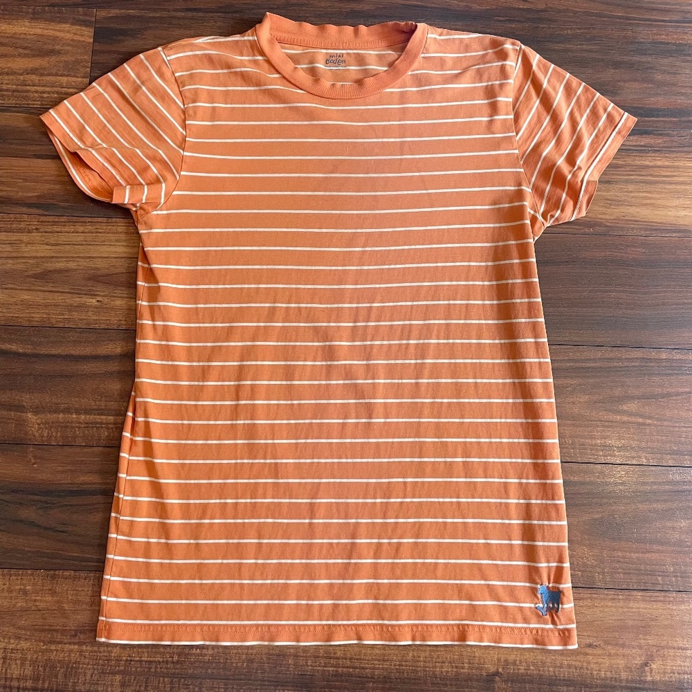 Mini Boden orange stripe tee 13-14 cotton
